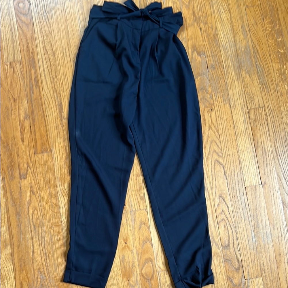 Elegant Navy High-Waisted Pants with the sash tie